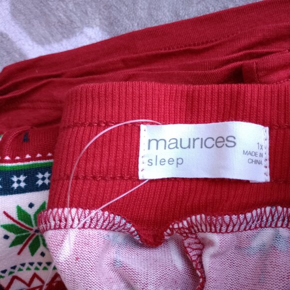 NWT Maurices Pajama Set Womens 1X Red Top Christmas Reindeer PJ Pants - Picture 5 of 6